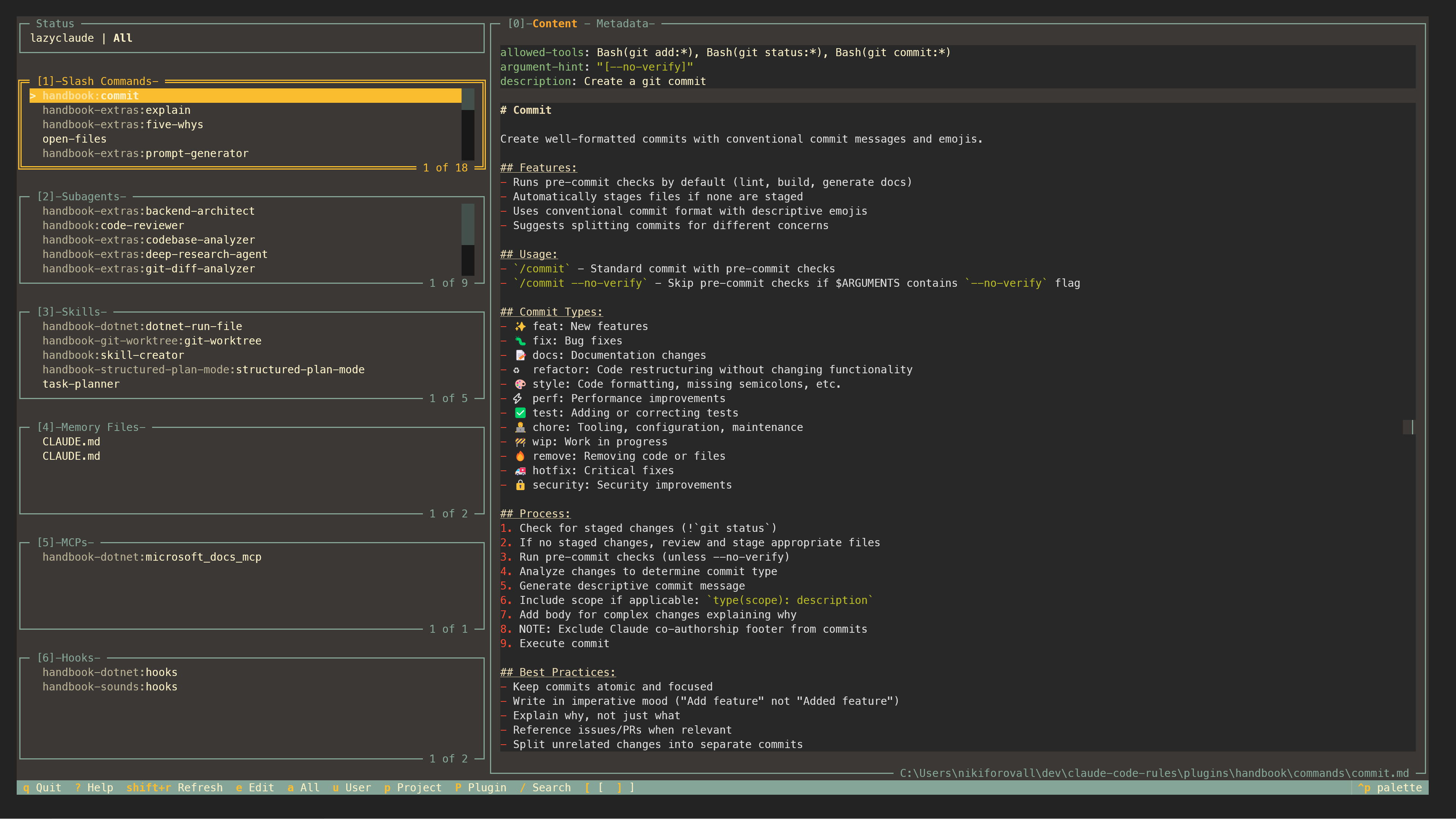 LazyClaude TUI interface