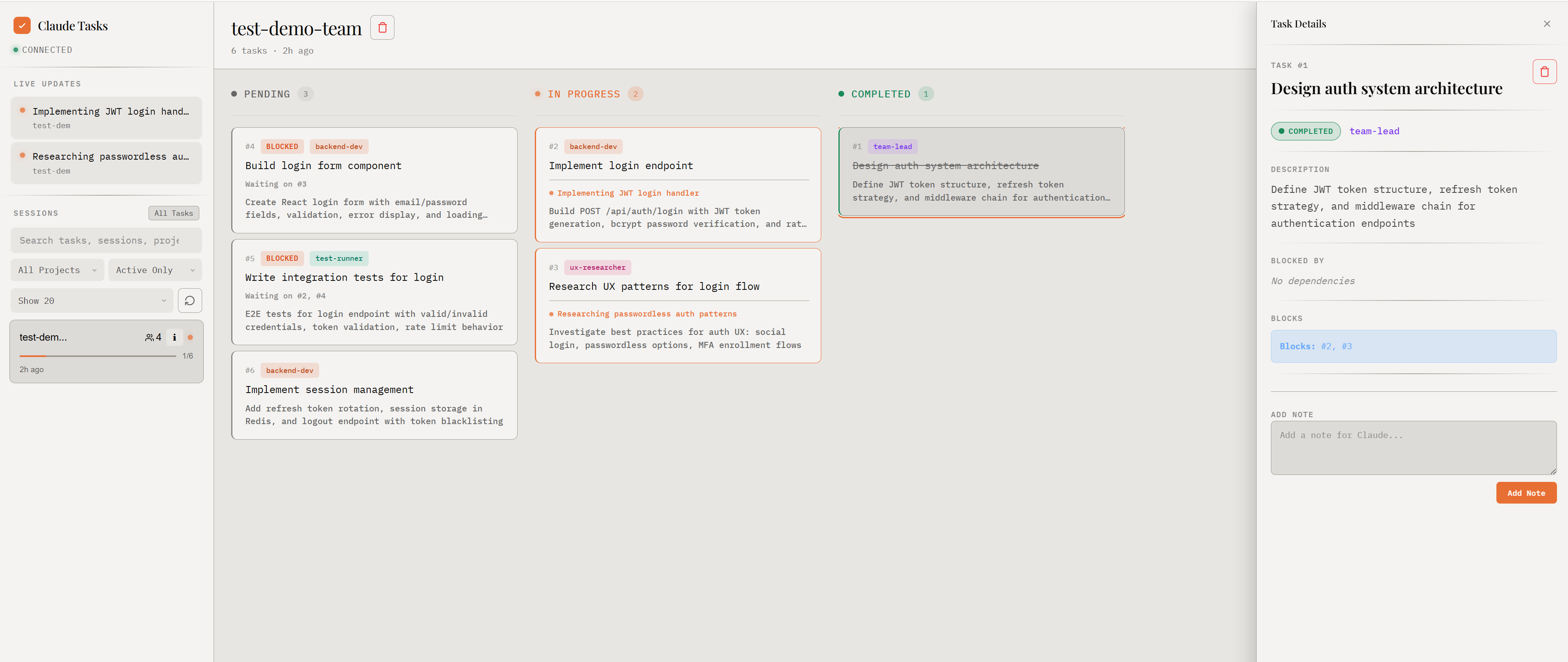 claude-code-kanban light mode — task detail panel