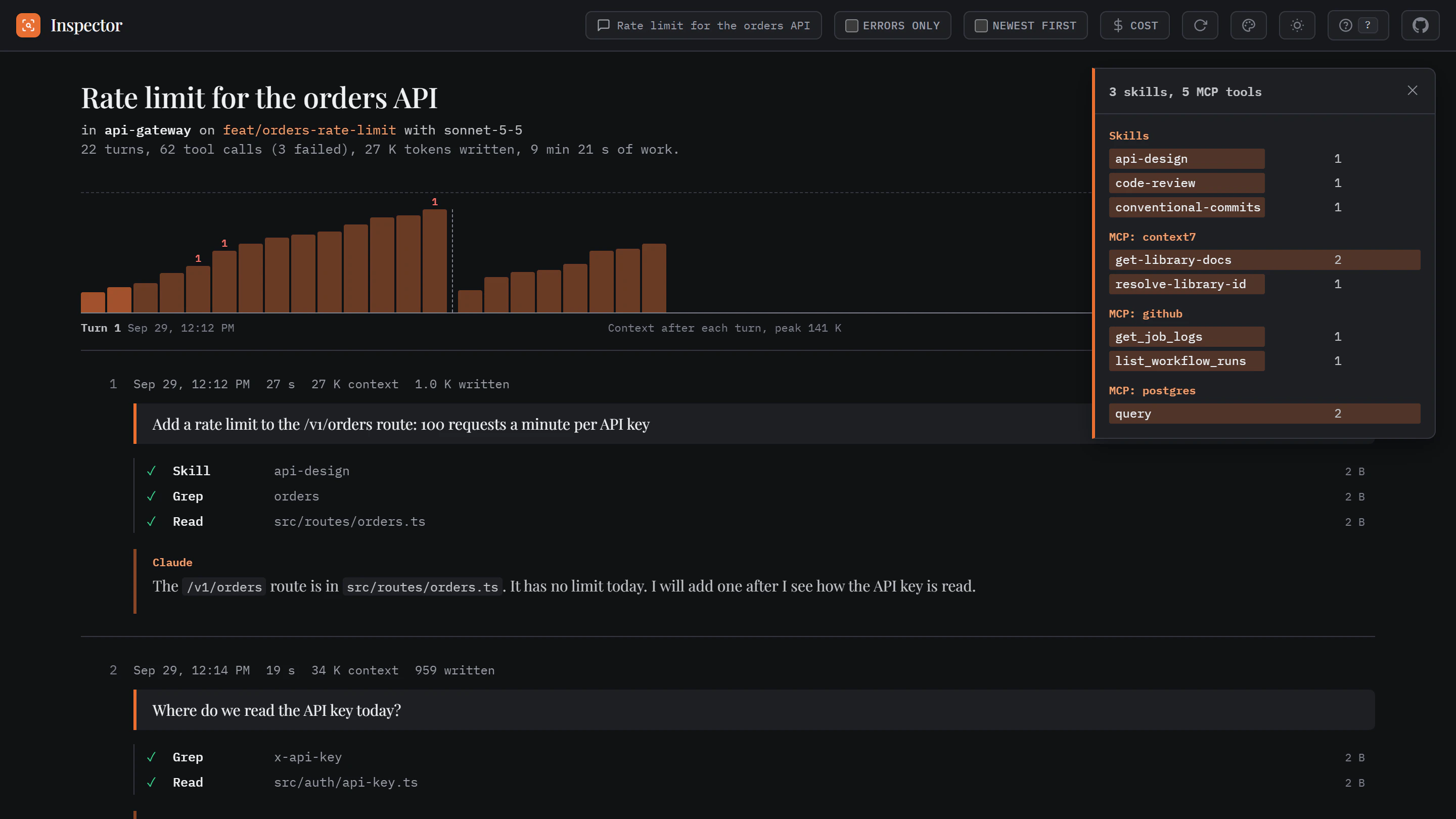 The Inspector in dark mode
